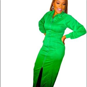 Green fitted comfortable dress
